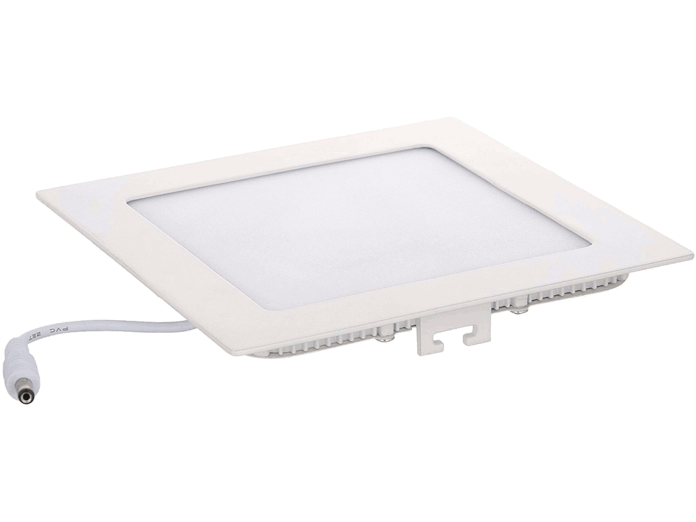 Pannello LED piatto bianco quadrato ad incasso 18W 3000K