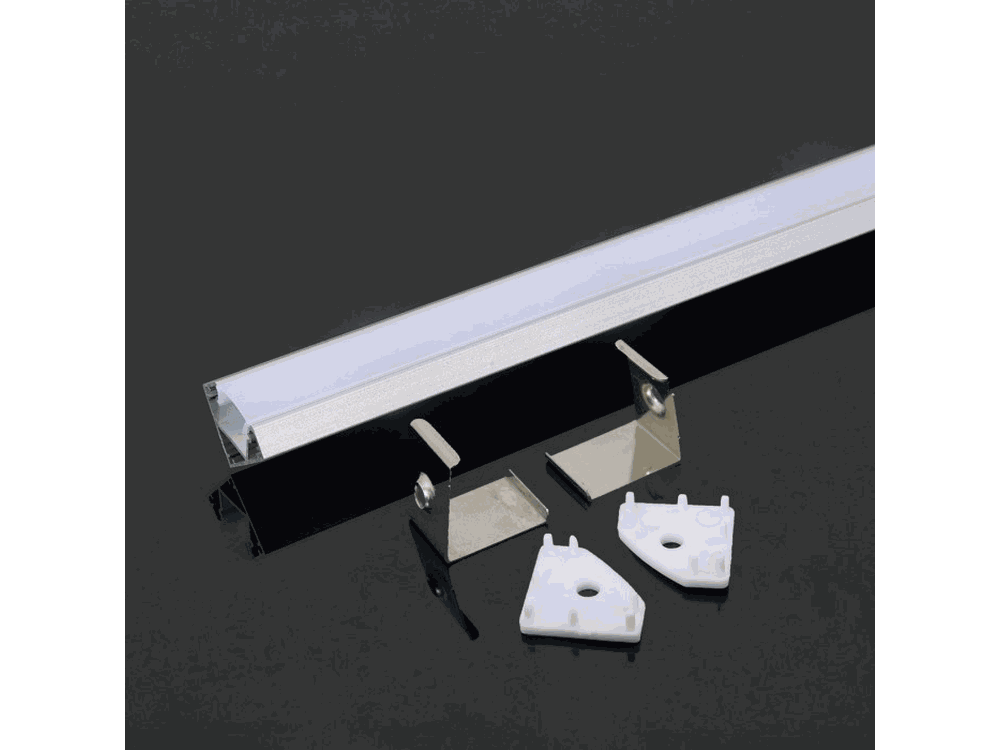 Profilo in Alluminio Angolare per Strip LED (Max l: 12,1mm) Colore Bianco 2000 x 26 x 19mm