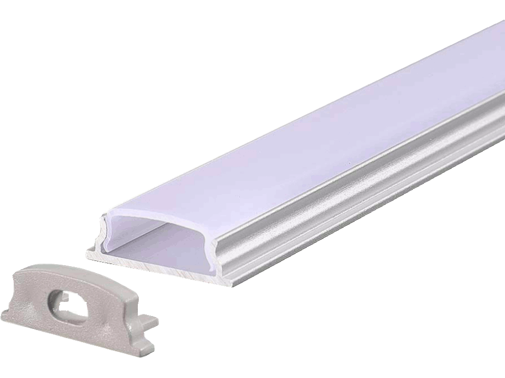 Profilo in Alluminio Flessibile Colore Bianco per Strip LED Copertura Satinata 2000x18x6mm